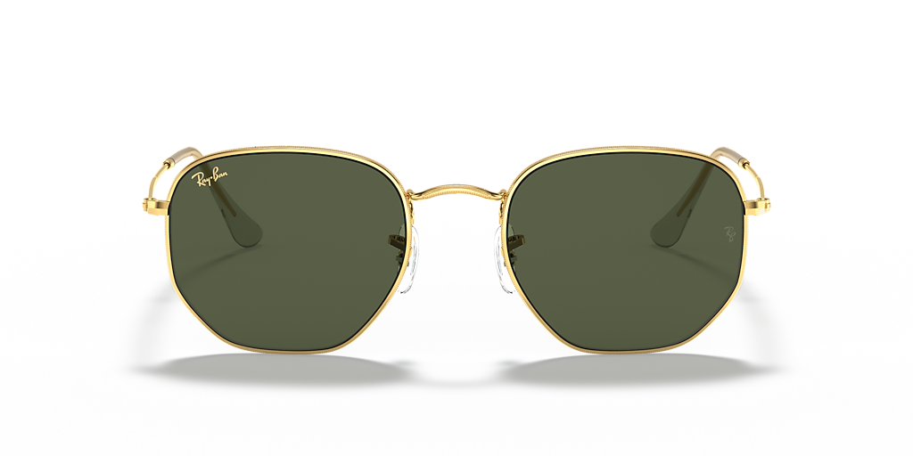Ray-Ban Hexagonal XL (54 - 21) with Green lenses and Gold frame