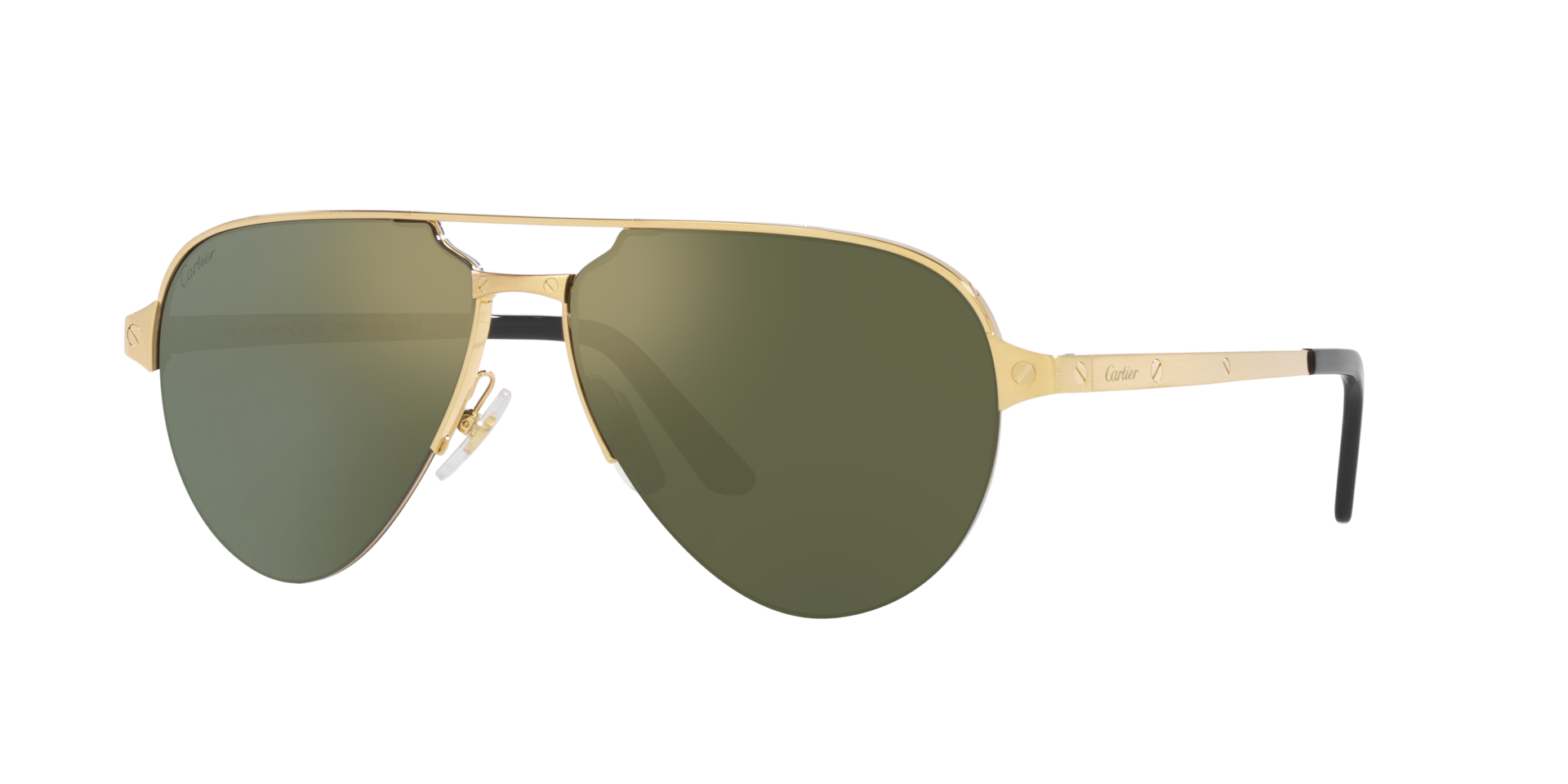 Cartier Homme Sunglass CT0386S - Couleur du Monture: Or, Couleur de Lentille: Bronze