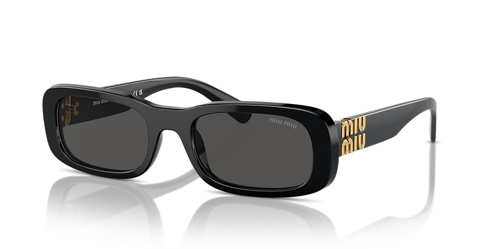 miu miu 08ZS スクエア サングラス ブラック 箱・ケース付き Miu Miu MU 08ZS S (53 - 20) with Grey lenses and Black frame