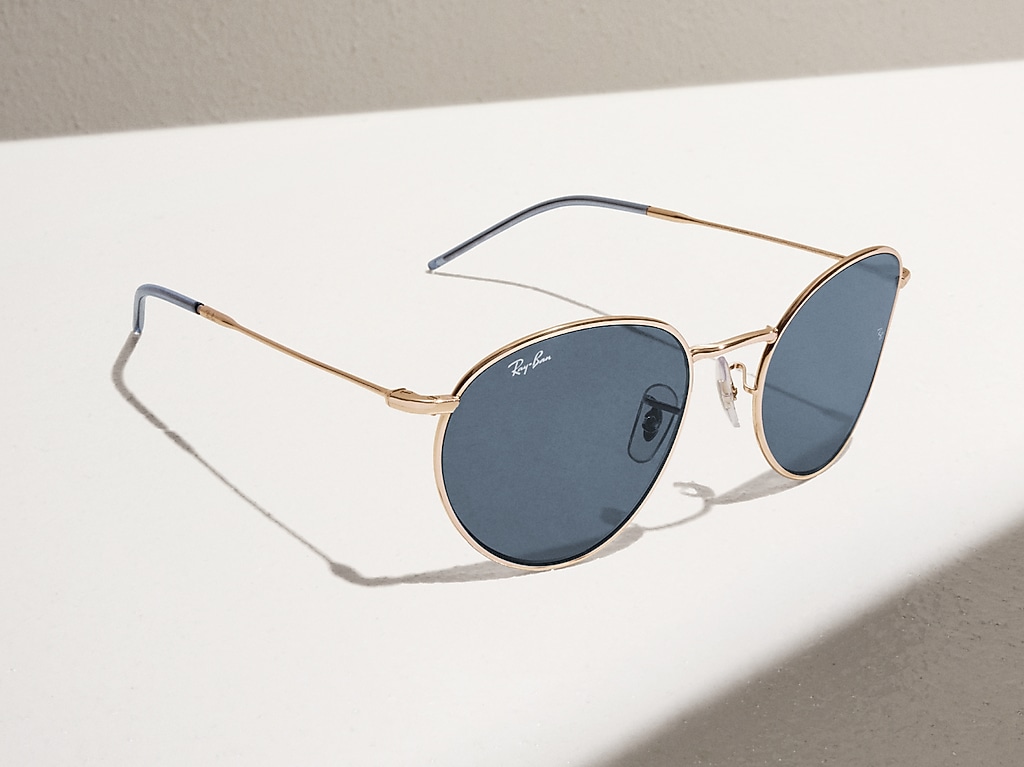 Ray-Ban Round Reverse L (53 - 21) with Blue lenses and Gold frame