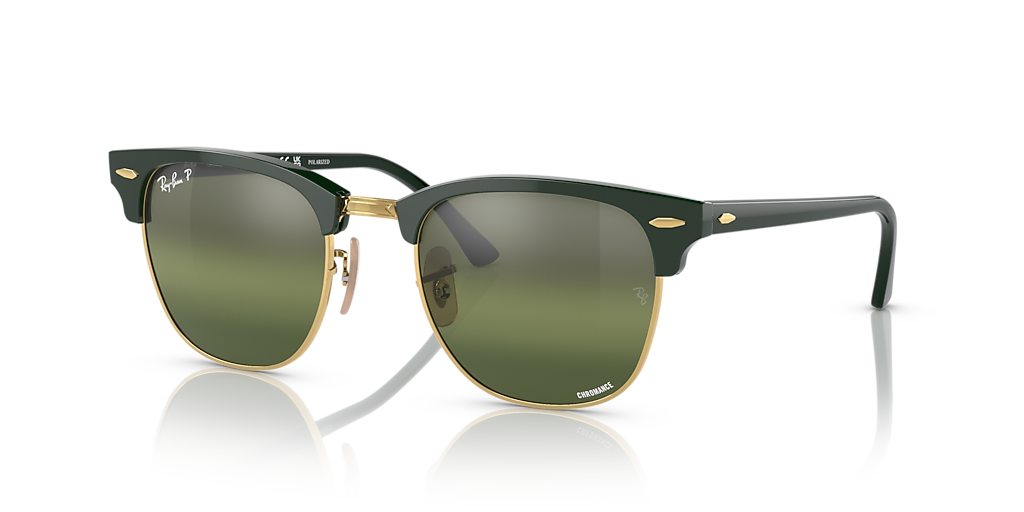 小物 Ray-Ban CLUBMASTER RB3016 1354R5 Ray-Ban Clubmaster Polarized+ Lenses XL (55 - 21) with Green
