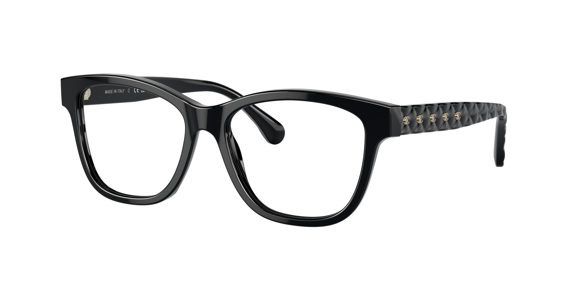 Chanel Femme Sunglass Square Eyeglasses CH3443 - Couleur du Monture Noir et Or Couleur de Lentille Verres de Dmonstration 360 €