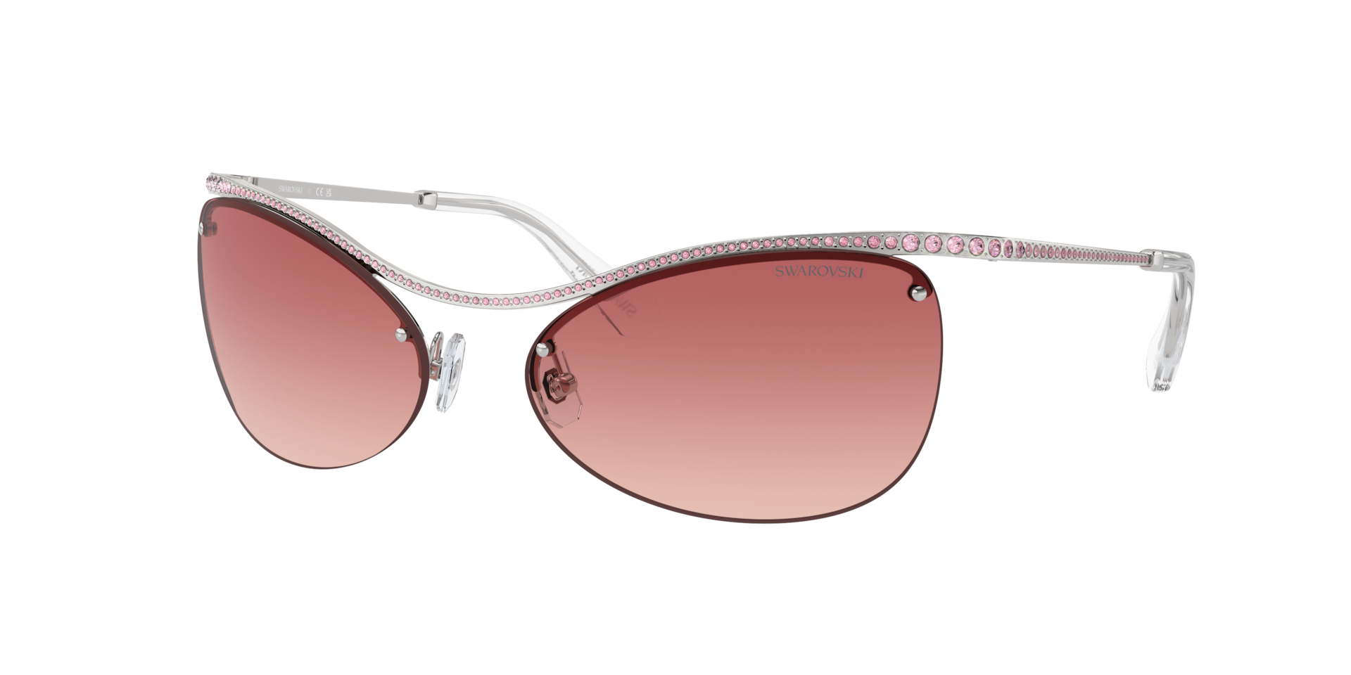 Swarovski Woman Sunglass SK7018 -  Frame color: Silver, Lens color: Pink Gradient Red