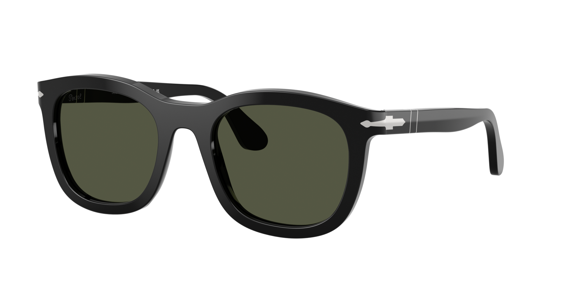 Persol Unisex Sunglass PO3395S - Frame color: Black, Lens color: Green