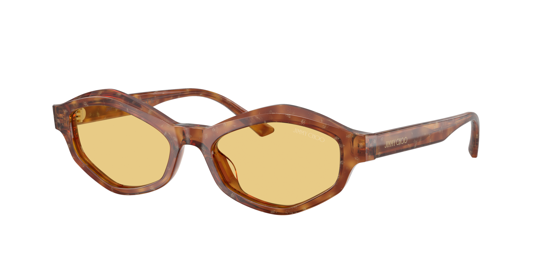 Jimmy Choo Frau Sunglass JC5077U - Rahmenfarbe: Blondes Glitzer Havana, Linsenfarbe: Gelb