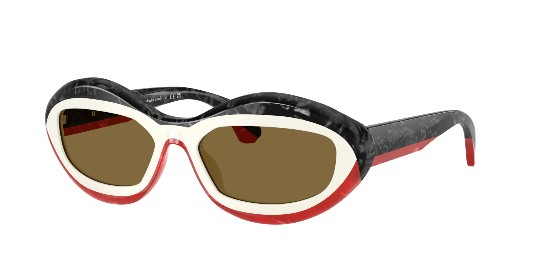 Alain Mikli Woman Sunglass A05517 -  Frame color: Noir Nacree White/Rouge Nacree, Lens color: Brown