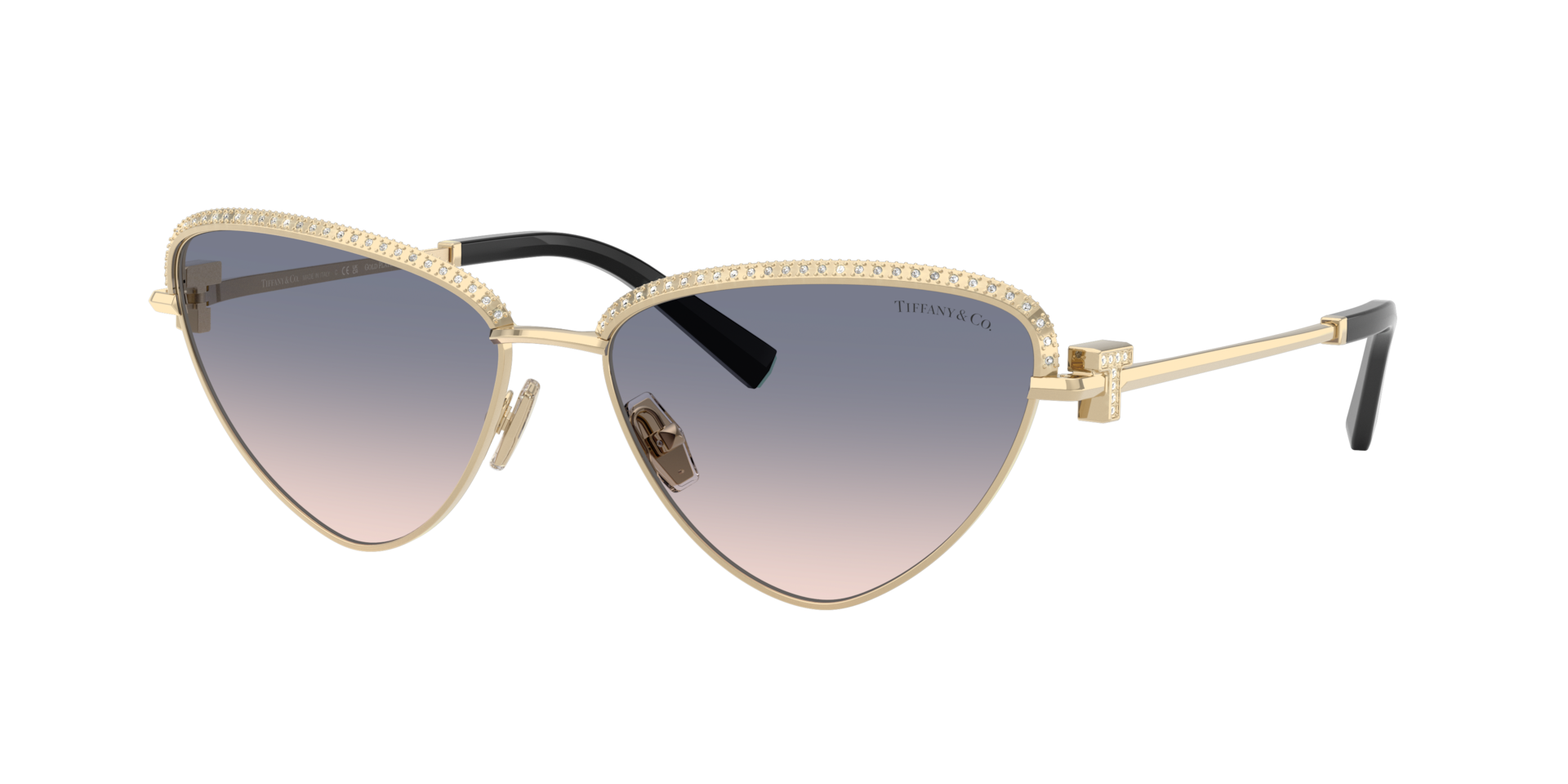 Tiffany & Co. Damen Hellbraun Verlauf Blau Frau Sunglass Tf3107kb - Rahmenfarbe: Blassgold Beschichtet, Linsenfarbe: