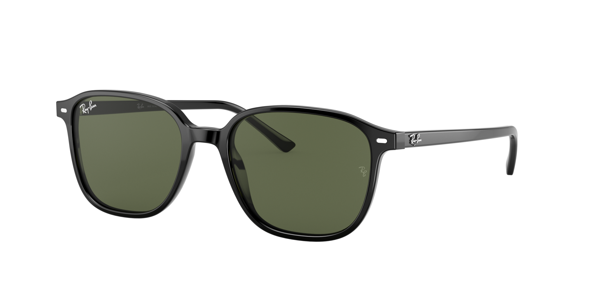 Ray-Ban Unisex Sunglass Leonard - Framekleur: Zwart, Lenskleur: G-15 Groen