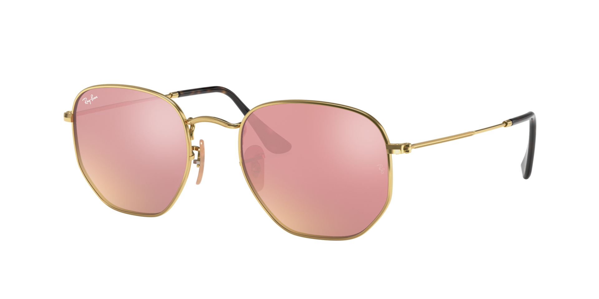 Ray-Ban Unisex Sunglass Hexagonal Flat Lenses -  Frame color: Arista Gold, Lens color: Bronze