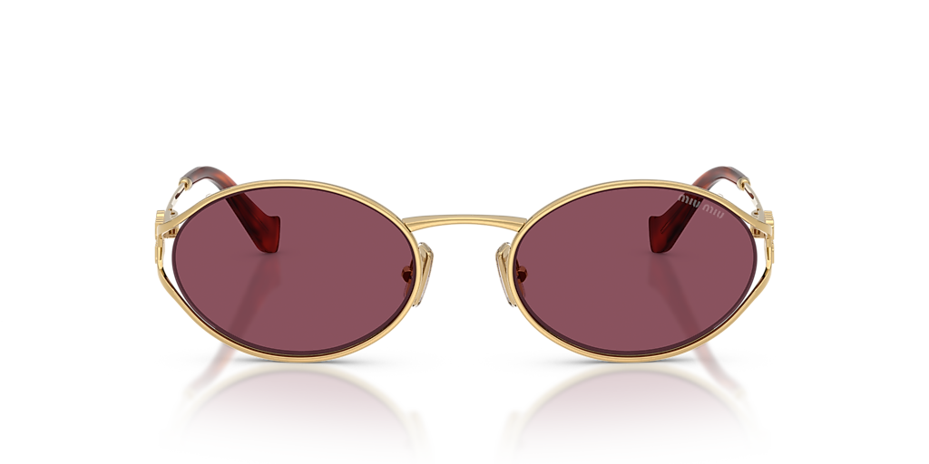 Miu Miu Women’s LOGO Sunglasses Gold Oval Dark Violet Lenses MU52YS 5AK20Y NEW Miu Miu | Accessories | New Miu Miu Mu52ys Violet Purple  main image 2