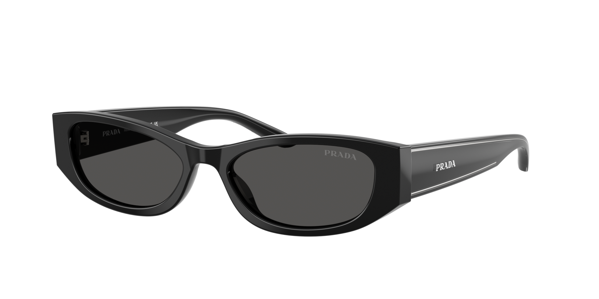 Prada Frau Sunglass PR D22S - Rahmenfarbe: Schwarz, Linsenfarbe: Dunkelgrau