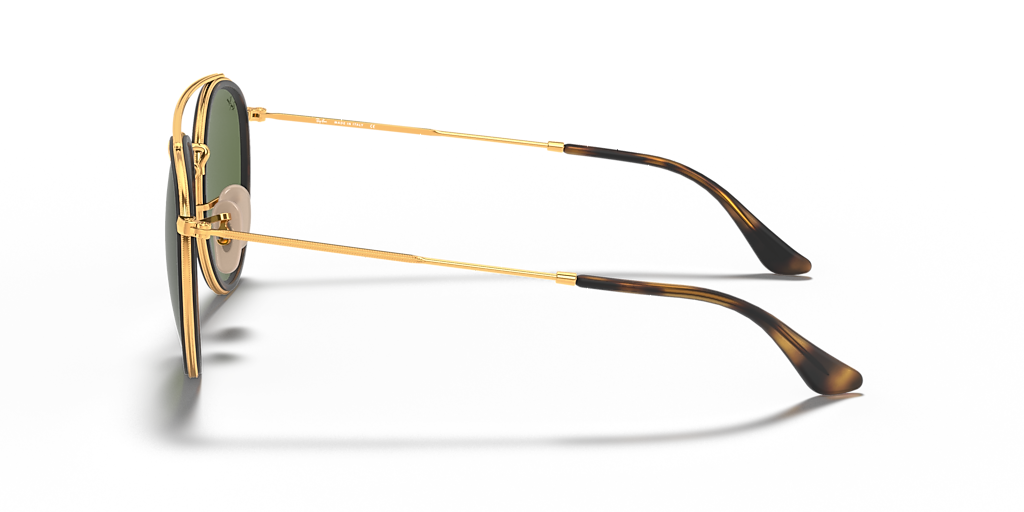 Ray-Ban Round Double Bridge M (51 - 22) with Green lenses and Gold
