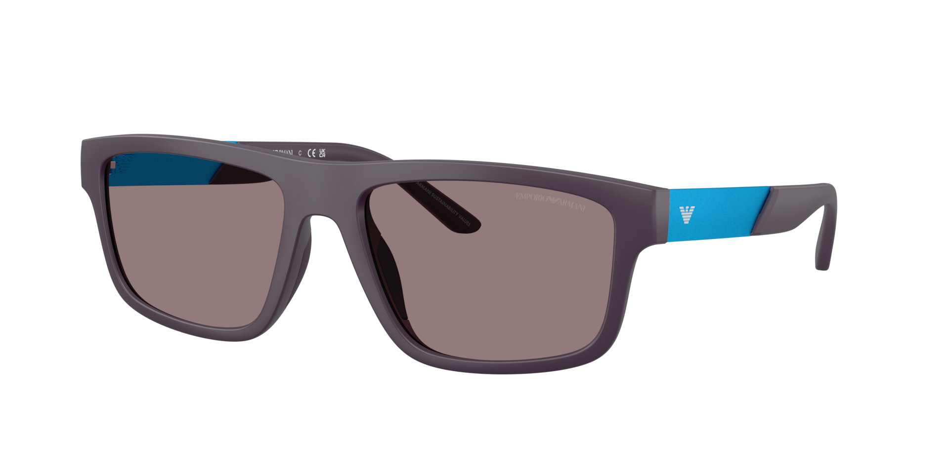 Emporio Armani Hombre Marrón Morado Sunglass Ea4244u - Color Del Marco: Violeta Mate, Color De La Lente: