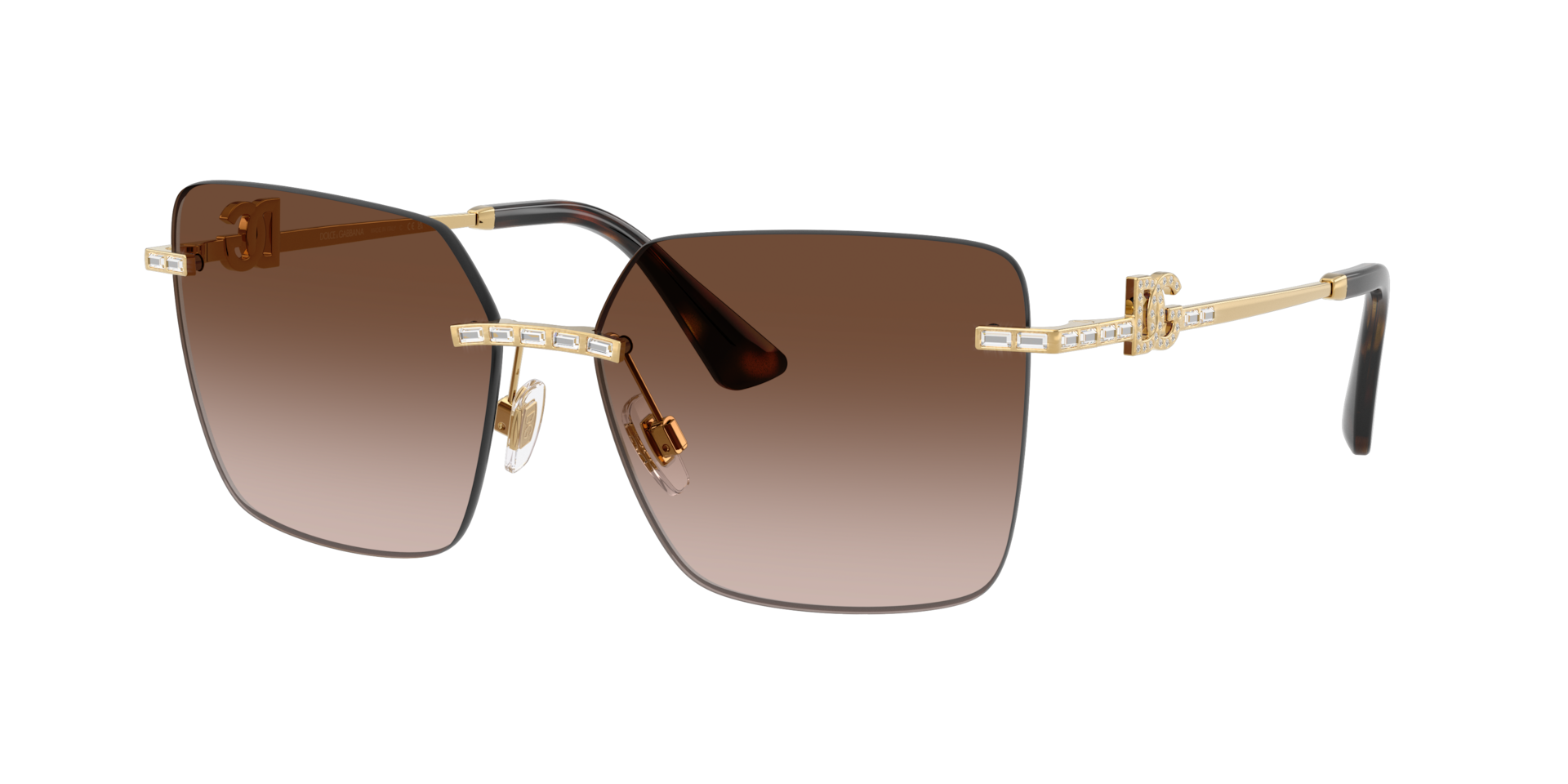 Dolce&Gabbana Frau Sunglass DG2332B - Rahmenfarbe: Gold, Linsenfarbe: Braun Verlaufstönung