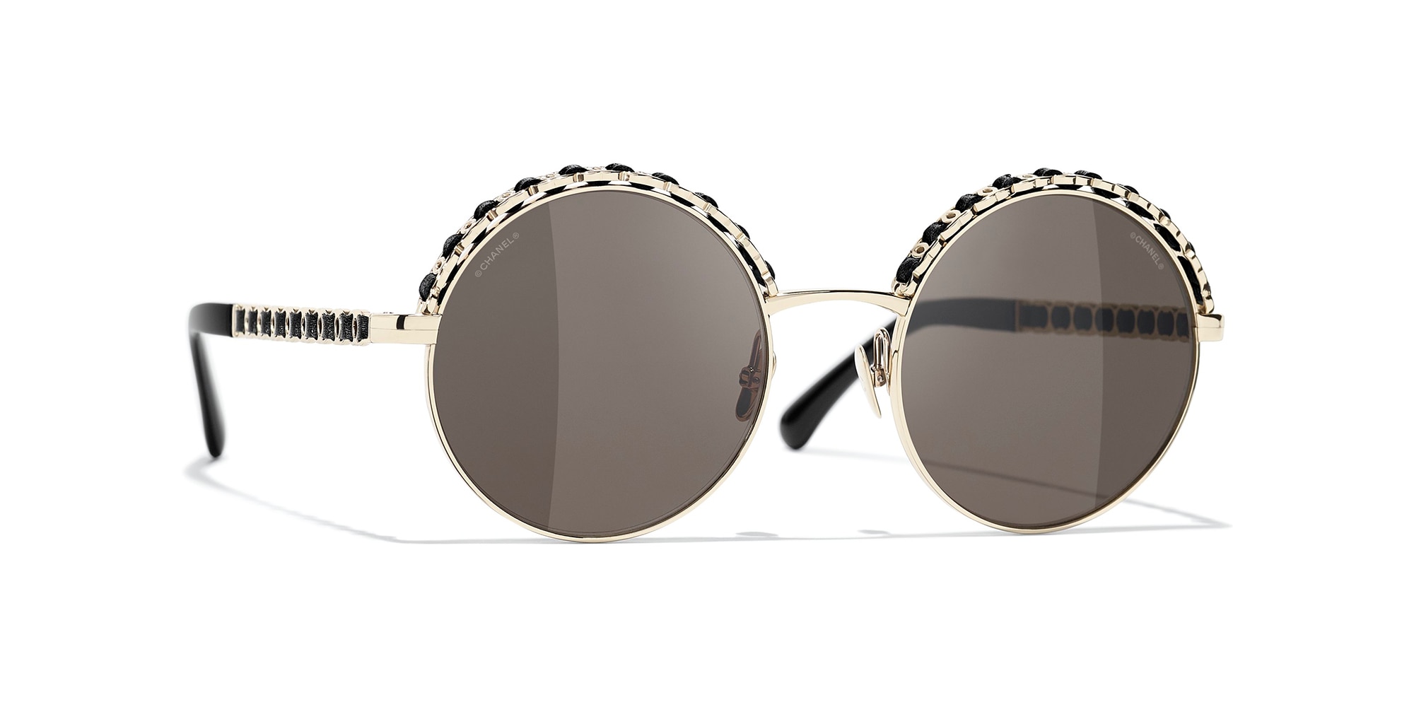 Chanel Woman Sunglass Round Sunglasses CH4265Q -  Frame color: Gold, Lens color: Brown
