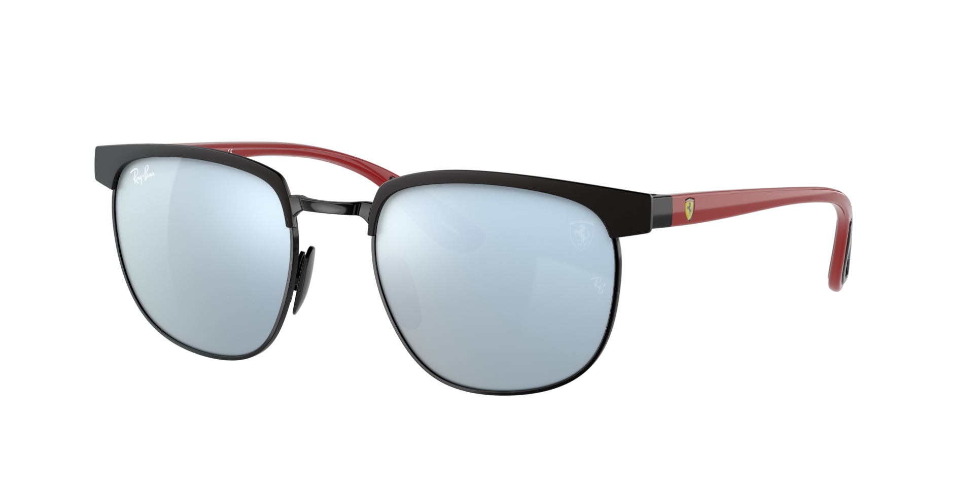 RAY-BAN Unisex Sunglasses RB3698M Scuderia Ferrari Collection  -  Frame color: Black, Lens color: Light Grey/Silver